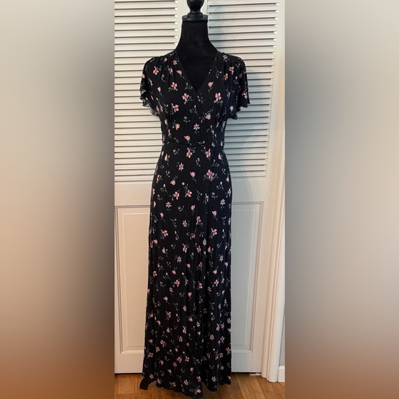 American Rag Dresses & Skirts - American Rag Black Maxi Dress with Pink Floral Print